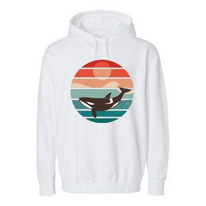 Killer Whale Retro Sunset Garment-Dyed Fleece Hoodie