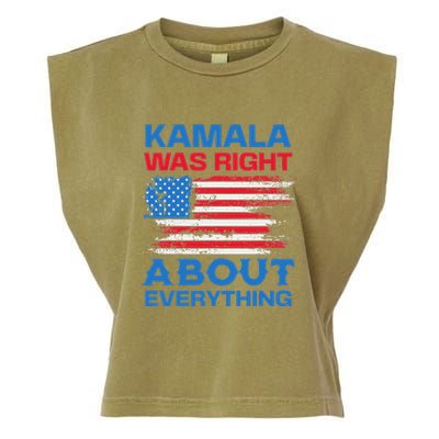 Kamala Was Right About Everything American Flag Garment-Dyed Women's Muscle Tee