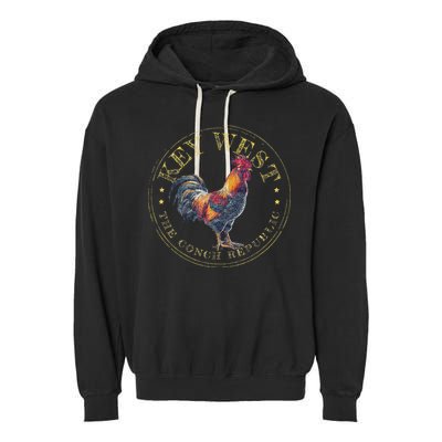 Key West Rooster Fl The Conch Republic Funny Souvenir Garment-Dyed Fleece Hoodie