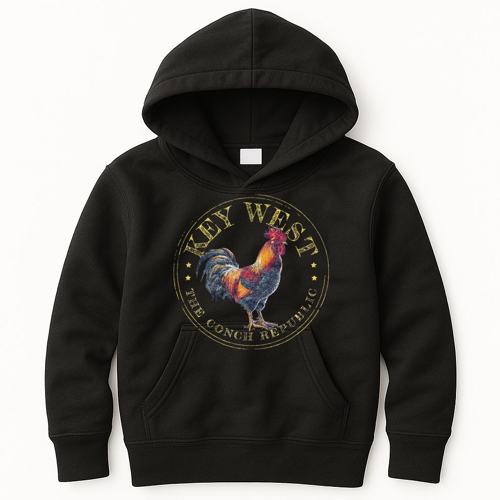 Key West Rooster Fl The Conch Republic Funny Souvenir Kids Hoodie