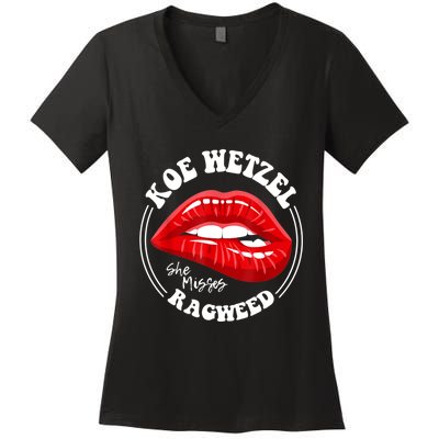 Koe Wetzel Ragweed She Misses Quote Women's V-Neck T-Shirt