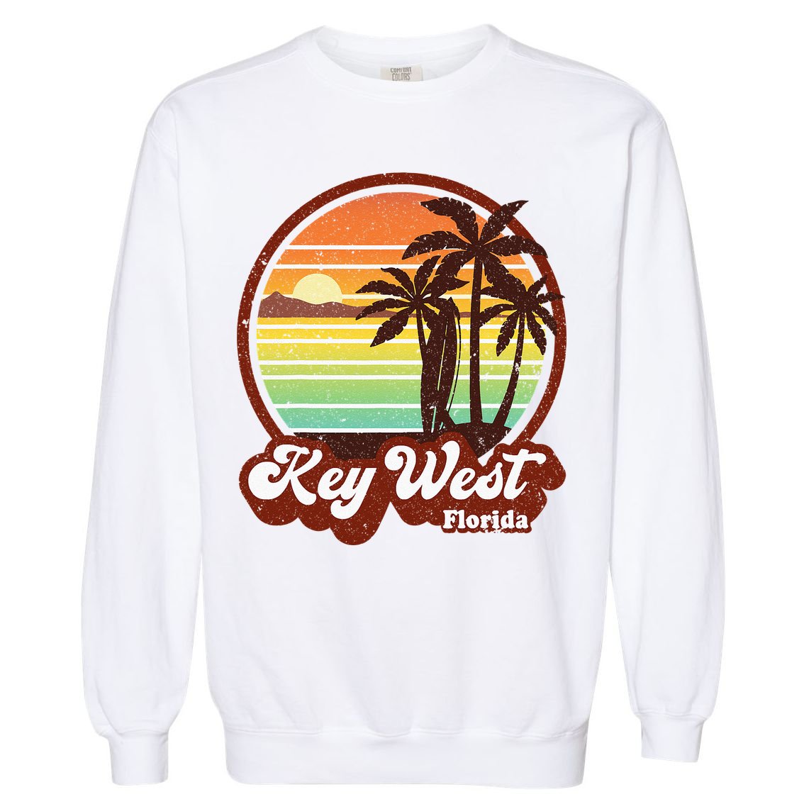 Key West Souvenirs Florida Vintage Surf Surfing Retro 70s Garment-Dyed Sweatshirt