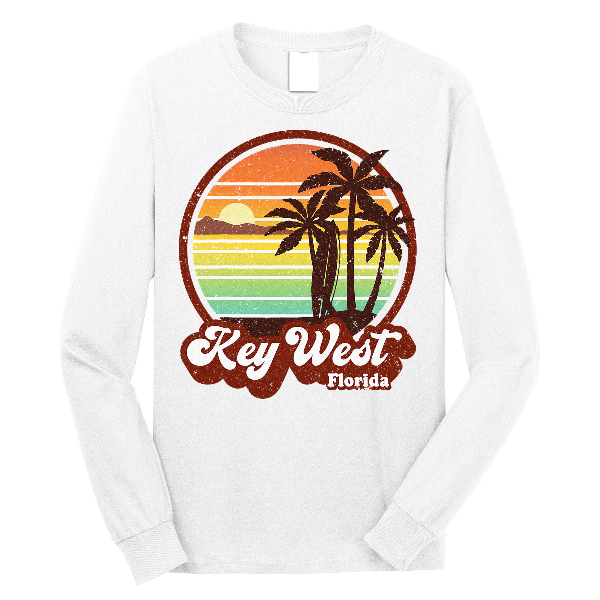 Key West Souvenirs Florida Vintage Surf Surfing Retro 70s Long Sleeve Shirt