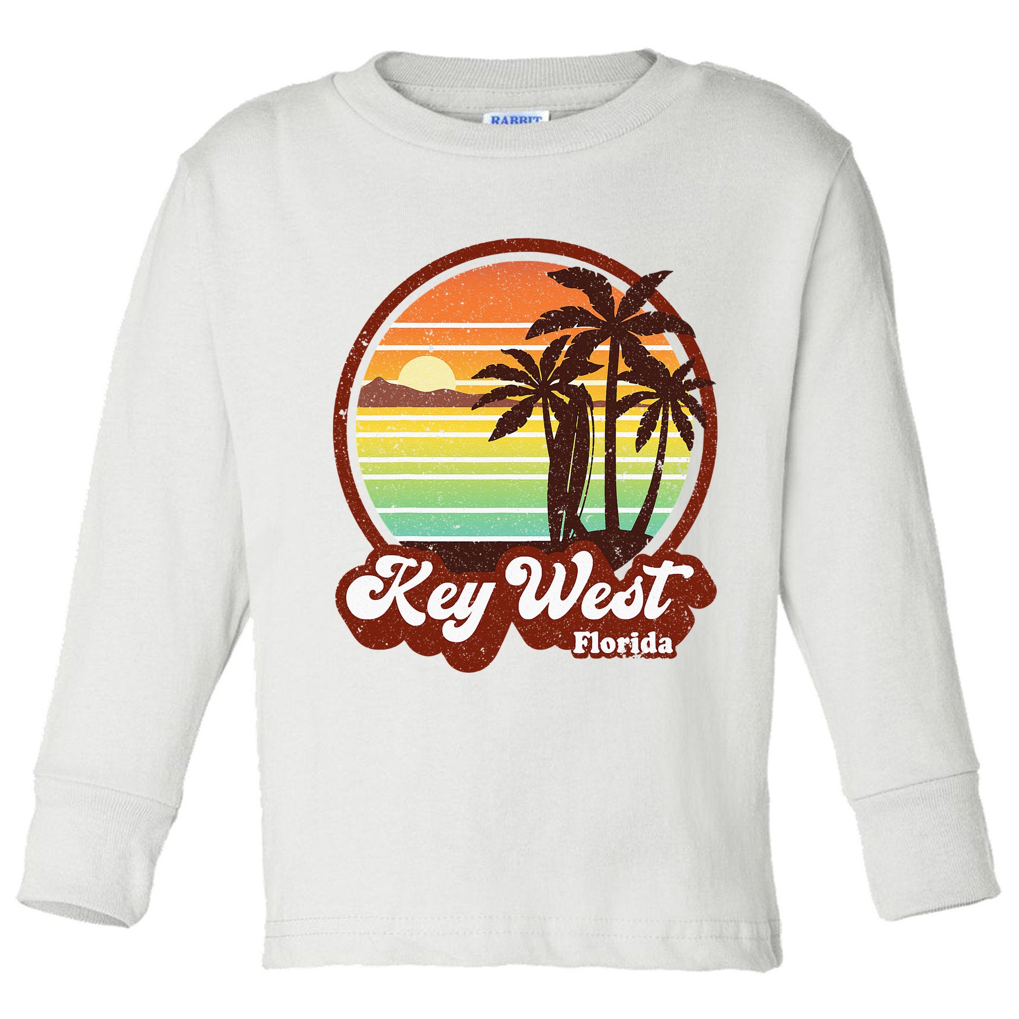 Key West Souvenirs Florida Vintage Surf Surfing Retro 70s Toddler Long Sleeve Shirt