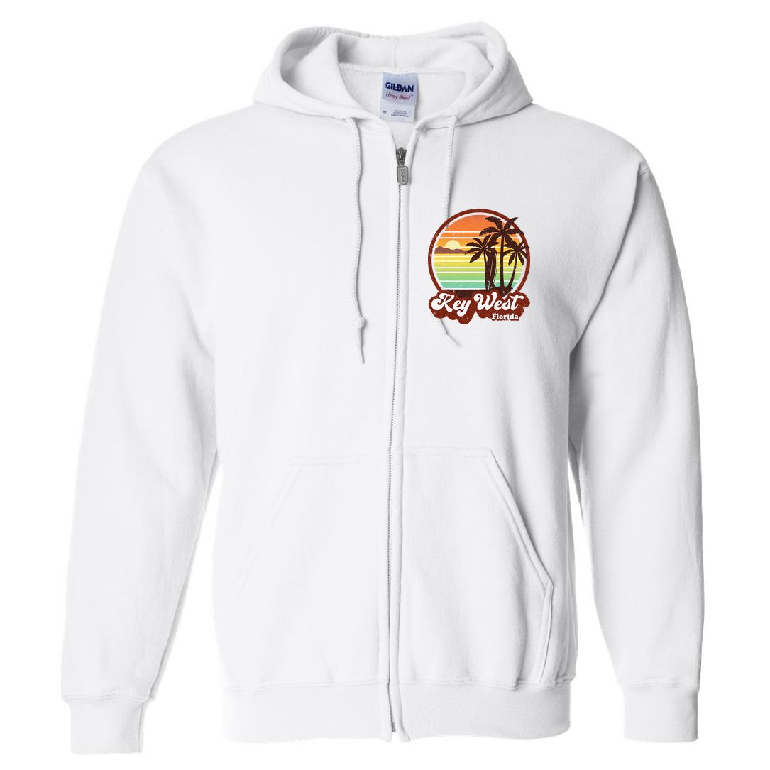 Key West Souvenirs Florida Vintage Surf Surfing Retro 70s Full Zip Hoodie