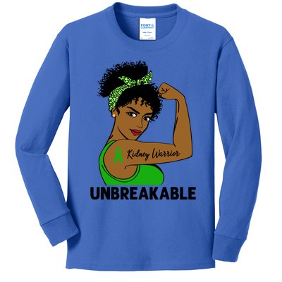 Kidney Warrior Strong Black Unbreakable Awareness Cool Gift Kids Long Sleeve Shirt