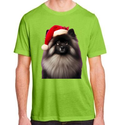 Keeshond With Santa Hat Christmas Dog Owner Lover Xmas Mom Gift Adult ChromaSoft Performance T-Shirt