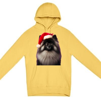 Keeshond With Santa Hat Christmas Dog Owner Lover Xmas Mom Gift Premium Pullover Hoodie