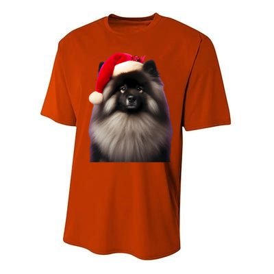 Keeshond With Santa Hat Christmas Dog Owner Lover Xmas Mom Gift Performance Sprint T-Shirt