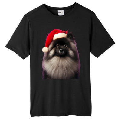 Keeshond With Santa Hat Christmas Dog Owner Lover Xmas Mom Gift Tall Fusion ChromaSoft Performance T-Shirt