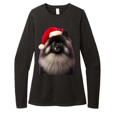 Keeshond With Santa Hat Christmas Dog Owner Lover Xmas Mom Gift Womens CVC Long Sleeve Shirt