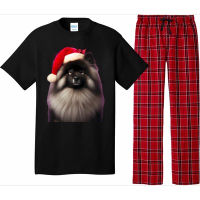 Keeshond With Santa Hat Christmas Dog Owner Lover Xmas Mom Gift Pajama Set