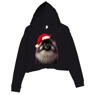 Keeshond With Santa Hat Christmas Dog Owner Lover Xmas Mom Gift Crop Fleece Hoodie