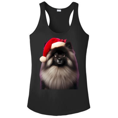 Keeshond With Santa Hat Christmas Dog Owner Lover Xmas Mom Gift Ladies PosiCharge Competitor Racerback Tank