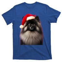 Keeshond With Santa Hat Christmas Dog Owner Lover Xmas Mom Gift T-Shirt