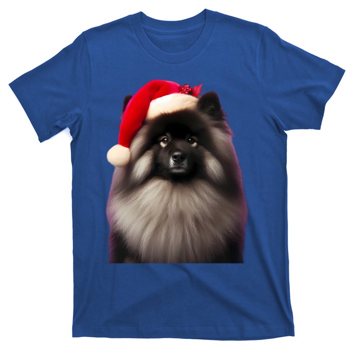 Keeshond With Santa Hat Christmas Dog Owner Lover Xmas Mom Gift T-Shirt