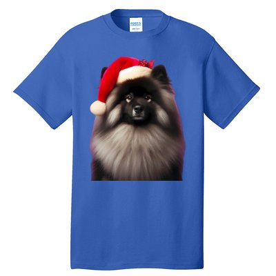 Keeshond With Santa Hat Christmas Dog Owner Lover Xmas Mom Gift Tall T-Shirt