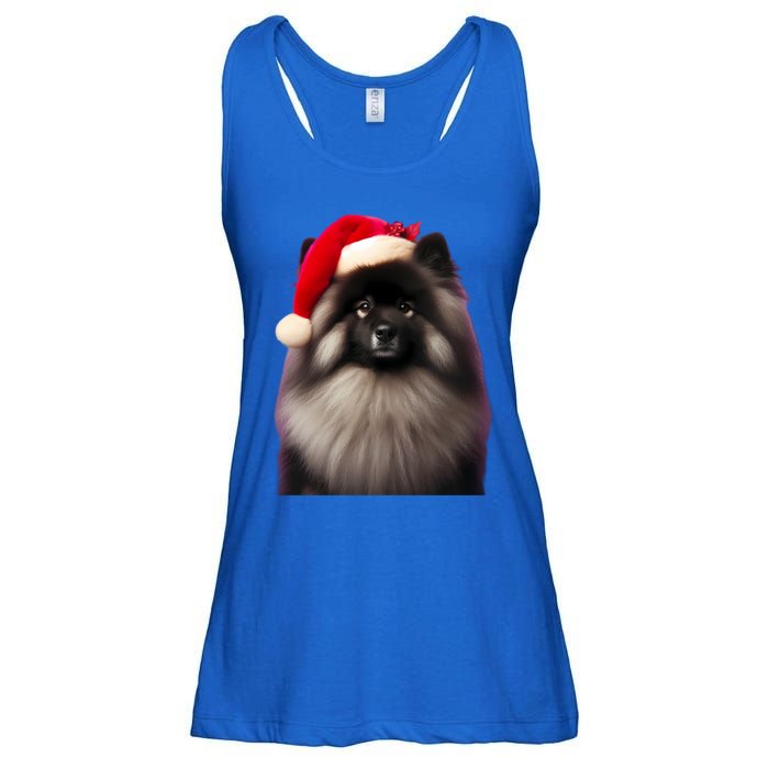 Keeshond With Santa Hat Christmas Dog Owner Lover Xmas Mom Gift Ladies Essential Flowy Tank