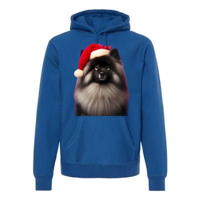 Keeshond With Santa Hat Christmas Dog Owner Lover Xmas Mom Gift Premium Hoodie