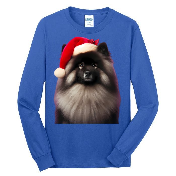 Keeshond With Santa Hat Christmas Dog Owner Lover Xmas Mom Gift Tall Long Sleeve T-Shirt