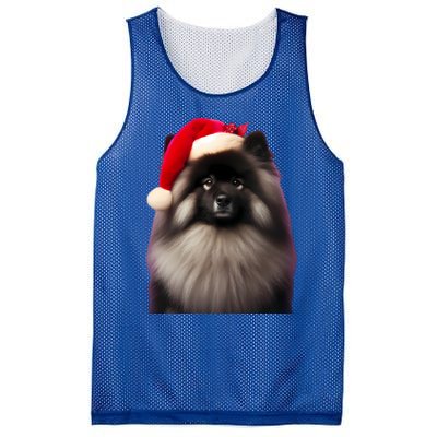 Keeshond With Santa Hat Christmas Dog Owner Lover Xmas Mom Gift Mesh Reversible Basketball Jersey Tank