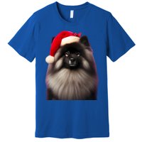 Keeshond With Santa Hat Christmas Dog Owner Lover Xmas Mom Gift Premium T-Shirt