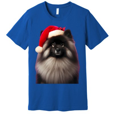 Keeshond With Santa Hat Christmas Dog Owner Lover Xmas Mom Gift Premium T-Shirt