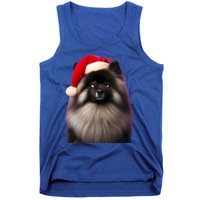 Keeshond With Santa Hat Christmas Dog Owner Lover Xmas Mom Gift Tank Top