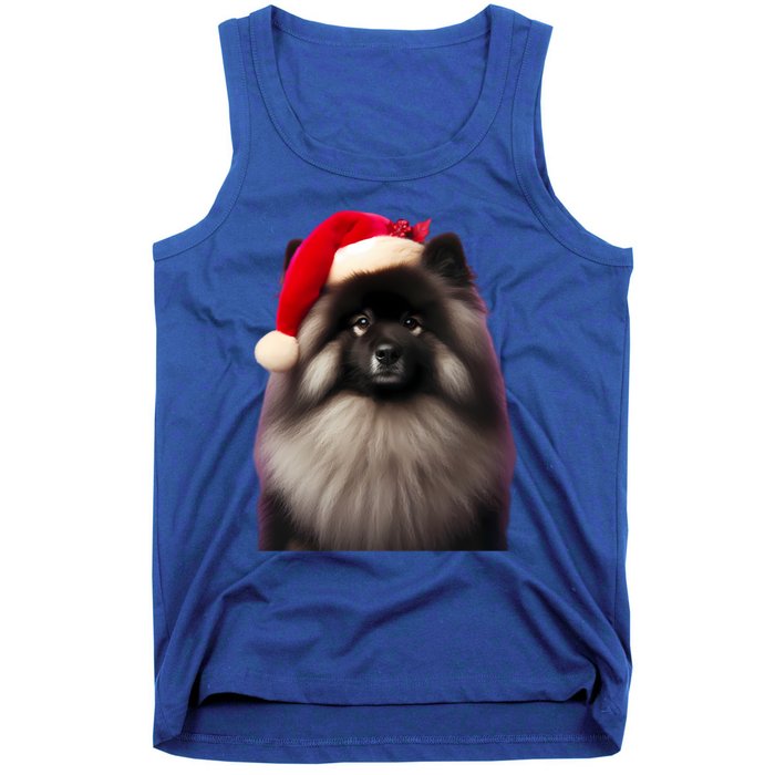 Keeshond With Santa Hat Christmas Dog Owner Lover Xmas Mom Gift Tank Top