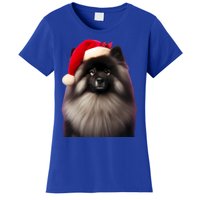 Keeshond With Santa Hat Christmas Dog Owner Lover Xmas Mom Gift Women's T-Shirt