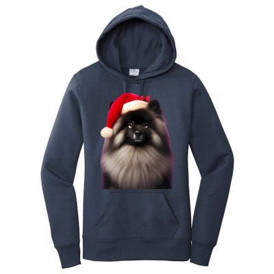 Keeshond With Santa Hat Christmas Dog Owner Lover Xmas Mom Gift Women's Pullover Hoodie