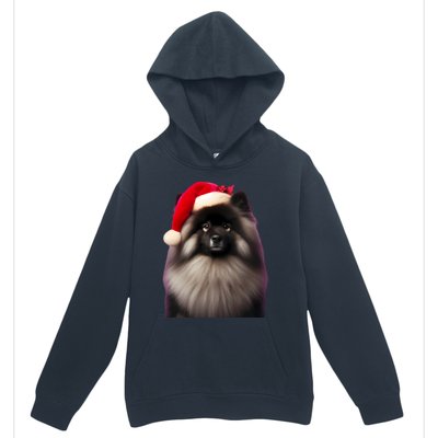 Keeshond With Santa Hat Christmas Dog Owner Lover Xmas Mom Gift Urban Pullover Hoodie