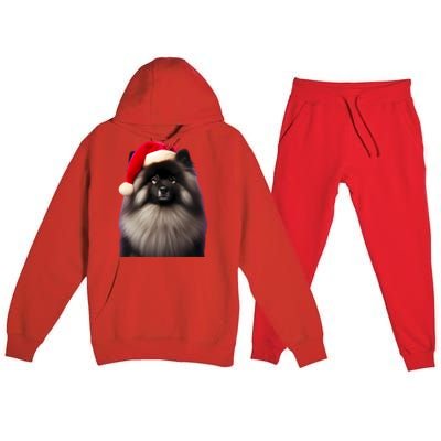 Keeshond With Santa Hat Christmas Dog Owner Lover Xmas Mom Gift Premium Hooded Sweatsuit Set