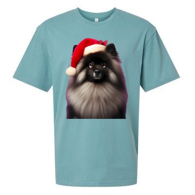 Keeshond With Santa Hat Christmas Dog Owner Lover Xmas Mom Gift Sueded Cloud Jersey T-Shirt