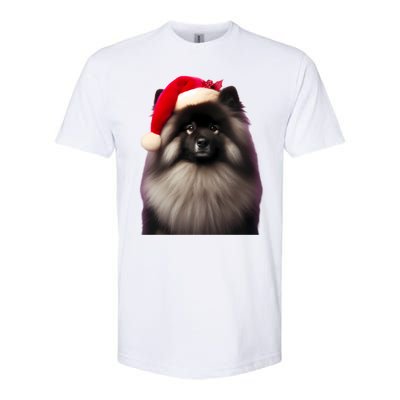 Keeshond With Santa Hat Christmas Dog Owner Lover Xmas Mom Gift Softstyle CVC T-Shirt