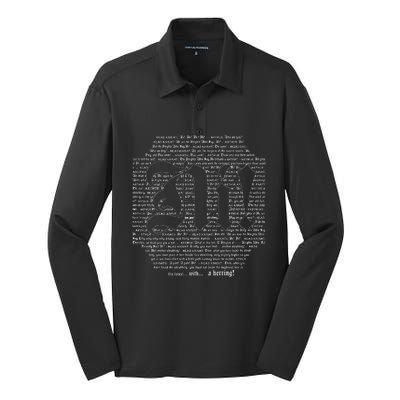 Knights Who Say Ni! of Typography Holy Grail Scene Script Silk Touch Performance Long Sleeve Polo