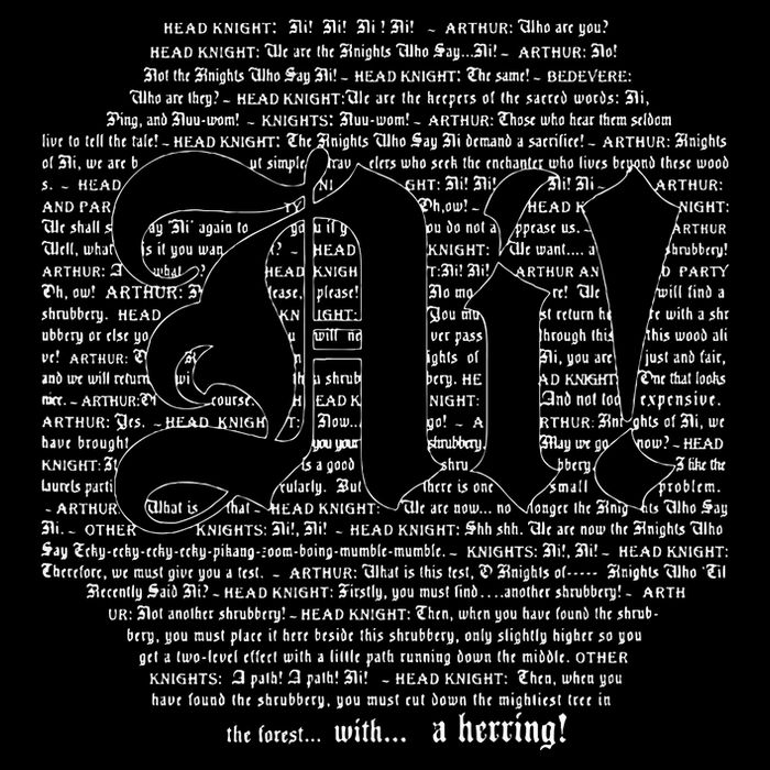 Knights Who Say Ni! of Typography Holy Grail Scene Script Poster