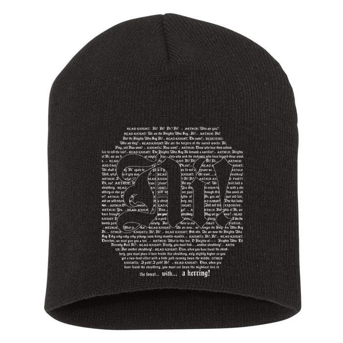 Knights Who Say Ni! of Typography Holy Grail Scene Script Short Acrylic Beanie