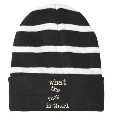 Kur7947 What The Fuck Is Thurl Striped Beanie with Solid Band