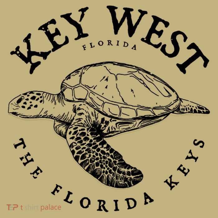 Key West Turtle Florida Keys Scuba Fishing Diving Tee Button