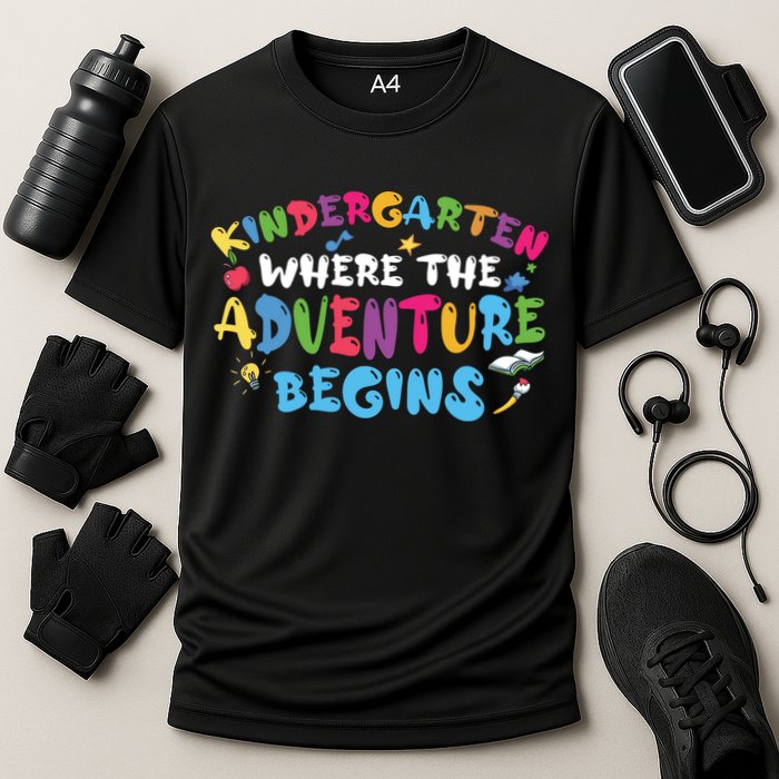 Kindergarten Where The Adventure Begins Back To School First Day Of School Cooling Performance Crew T-Shirt
