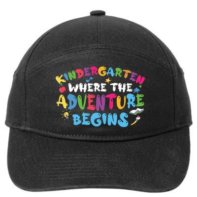 Kindergarten Where The Adventure Begins Back To School First Day Of School 7-Panel Snapback Hat