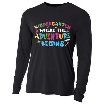 Kindergarten Where The Adventure Begins Back To School First Day Of School Cooling Performance Long Sleeve Crew