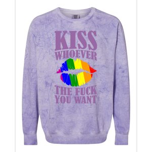 Kiss Whoever The F You Want Lgbt Pride Month Lgbtq Rainbow Gift Colorblast Crewneck Sweatshirt