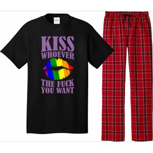 Kiss Whoever The F You Want Lgbt Pride Month Lgbtq Rainbow Gift Pajama Set