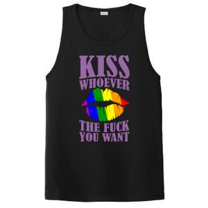 Kiss Whoever The F You Want Lgbt Pride Month Lgbtq Rainbow Gift PosiCharge Competitor Tank