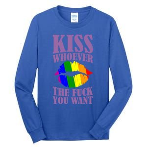 Kiss Whoever The F You Want Lgbt Pride Month Lgbtq Rainbow Gift Tall Long Sleeve T-Shirt