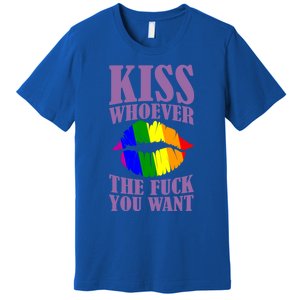 Kiss Whoever The F You Want Lgbt Pride Month Lgbtq Rainbow Gift Premium T-Shirt