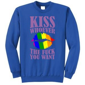 Kiss Whoever The F You Want Lgbt Pride Month Lgbtq Rainbow Gift Tall Sweatshirt