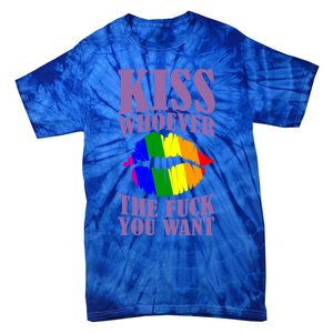 Kiss Whoever The F You Want Lgbt Pride Month Lgbtq Rainbow Gift Tie-Dye T-Shirt